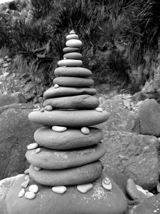 beach rock cairn